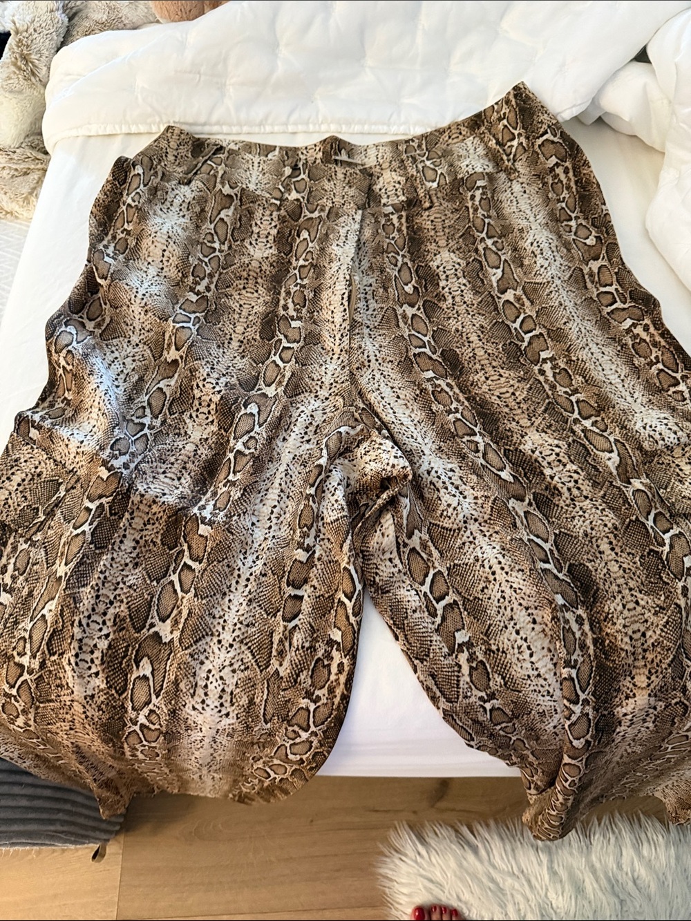 Elie Tahari Brown and Cream Snake-Print Skirt